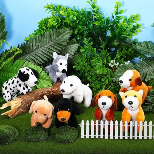 Miniatura 5 de Sumind 8 piezas de perros de Navidad de peluche, surtido a granel de lindos perritos de peluche de 5 pulgadas, pequeño animal para Navidad