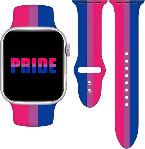 Pride - Correa de reloj compatible con Apple Watch Series 11, 10, 9, 8, 7, 6, 5, 4, Ultra SE (correa de silicona de repuesto para iWatch de 1.575 a