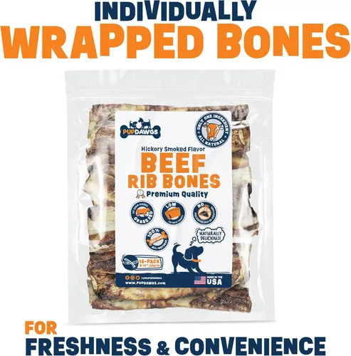 Miniatura 4 de Huesos de perro de un solo ingrediente, fabricados en Estados Unidos, huesos de costilla de carne de res de 8 a 10 pulgadas, huesos naturales