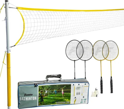 Franklin Sports Juegos de Red de Bádminton - Patio Trasero al Aire Libre + Playa Red de Bádminton + Juego de Equipo - (4) Raquetas + (2) Volantes +