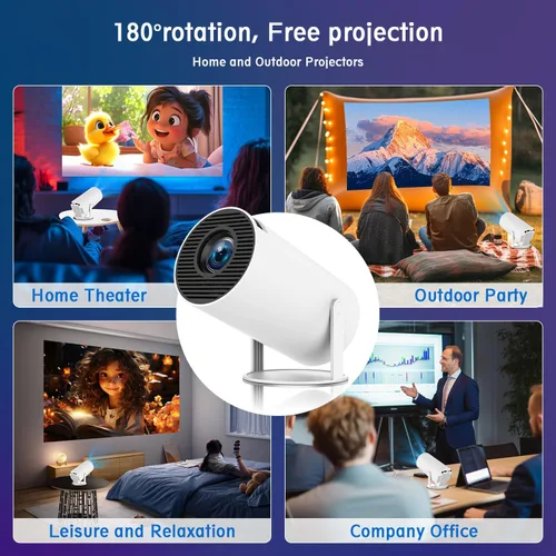 Miniatura 7 de Mini proyector, proyector portátil HY300 PRO, proyector inteligente, compatible con 4K 1080P con doble banda WIFI6 5G inalámbrico 5.4 Bluetooth, 160
