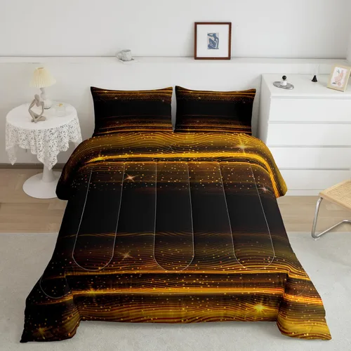 Miniatura 21 de Erosebridal Juego de ropa de cama con estampado de girasol, letras retro y flores amarillas, decoración de dormitorio, edredón de plumón de abeja