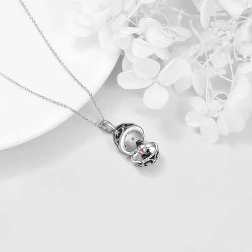 Miniatura 5 de AXELUNA Fox Necklace Sterling Silver Easter Egg Necklace Fox Pendant Animal Jewelry Gifts for Women Girls Birthday Graduation Gift