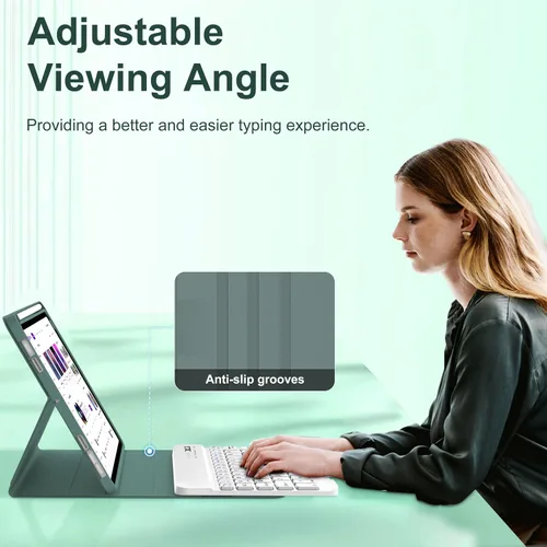 Miniatura 3 de Funda de teclado para iPad Mini 7ª (A17 Pro, 2024) y 6ª (2021) de 8.3 pulgadas, recargable, teclado Bluetooth desmontable, funda protectora delgada