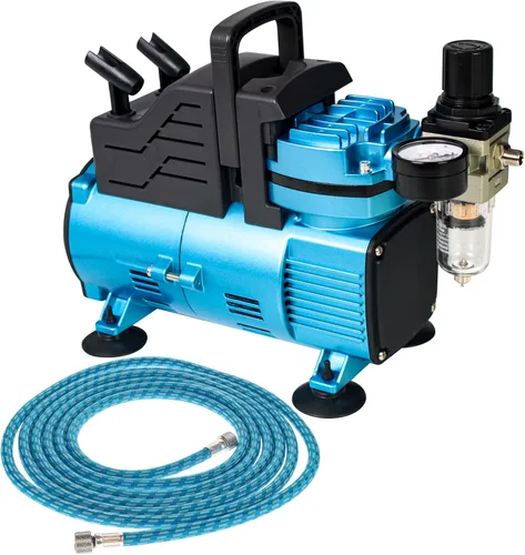 Miniatura 6 de Master Airbrush Kit de cepillo de aire con compresor de aire TC-320, ventilador doble Cool Runner II de 1/5 HP con regulador, trampa de agua