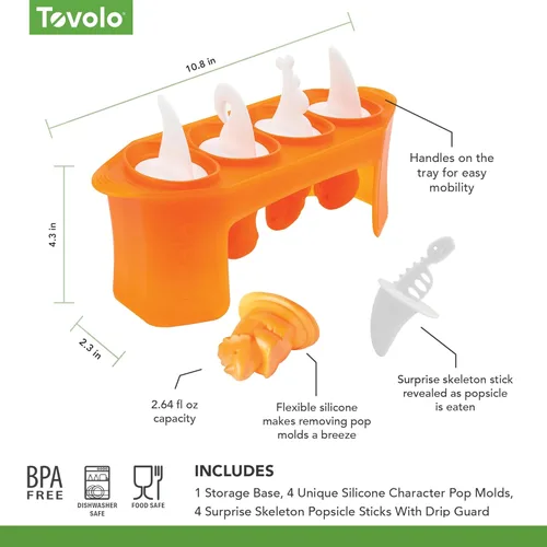 Miniatura 6 de Tovolo - Moldes para paletas heladas, motivo yeti, Dino, Blanco