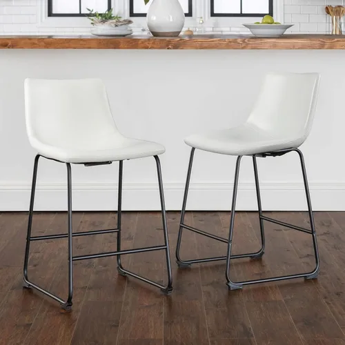 Miniatura 23 de LEMBERI Juego de 2 sillas de comedor de piel sintética, modernas sillas de cocina y comedor de 18 pulgadas con respaldo y patas de metal, cómodo