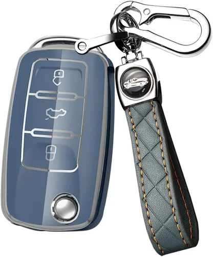 Miniatura 14 de ontto Funda para llave de coche para Volkswagen Jetta Beetle, Tiguan Passat Golf MK6 Polo Morado, Púrpura