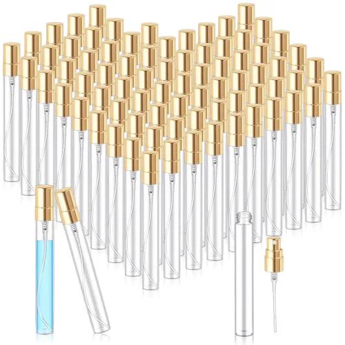 Miniatura 19 de Zhehao - 200 unidades de mini botellas de spray de 5 ml, botellas de vidrio transparente para perfume, atomizador de perfume recargable con Tapa