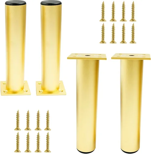 Miniatura 8 de Juego de 4 patas para muebles de 4 pulgadas, patas ajustables de aleación de aluminio, patas redondas de metal para sofá, patas ajustables