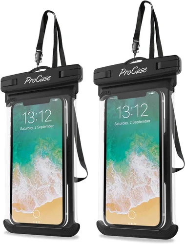 ProCase Paquete de 2 bolsas impermeables para teléfono, funda submarina para teléfono de hasta 7 pulgadas, bolsa seca para iPhone 17 Air 16 15 14 13