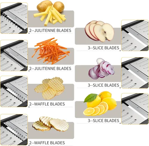 Miniatura 3 de Mandoline - Cortador de alimentos para cocina, cortador de verduras de mandolina ajustable de acero inoxidable, cortador de alimentos para cebolla