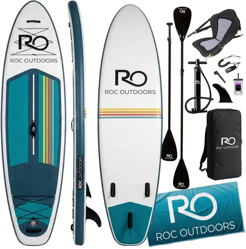Miniatura 15 de Roc Tabla de remo inflable con accesorios y mochila de alta calidad, cubierta antideslizante, bolsa impermeable, correa, remo y bomba de mano.