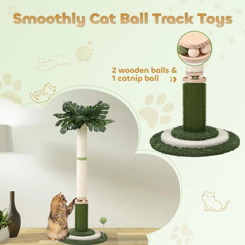 Miniatura 4 de EMUST Rascador para gatos – Rascador para gatos de 41.3 pulgadas de alto con pista interactiva de bolas para gatos de interior, poste para gatos