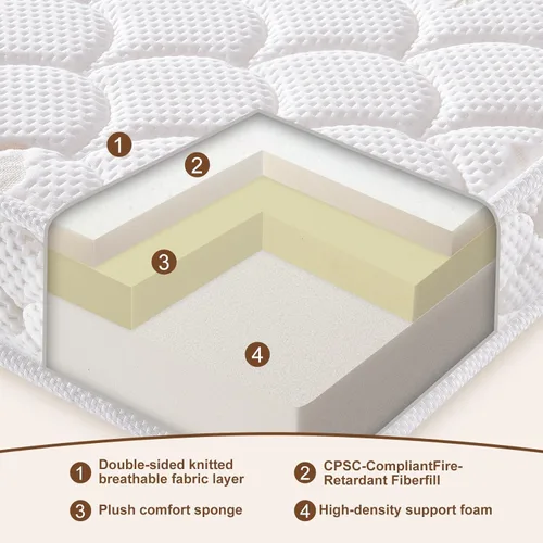 Miniatura 4 de Colchón para cuna y colchón para niños pequeños de 52 x 27.6 x 5 pulgadas, 100% tela de punto, absorbe la humedad y es transpirable, se adapta a