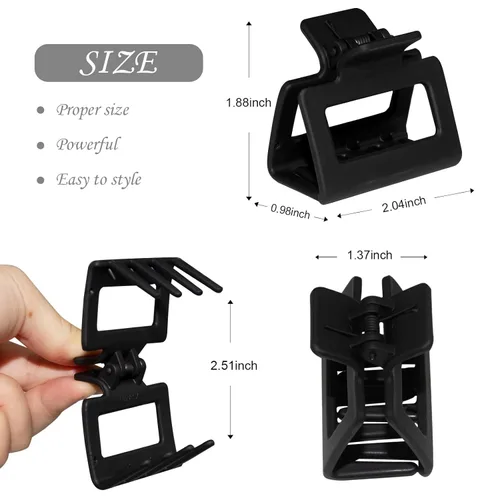Miniatura 4 de Pinzas de garra para cabello para mujeres y niñas, pinzas cuadradas mate de 2" para cabello fino o grueso, pinzas antideslizantes para el cabello