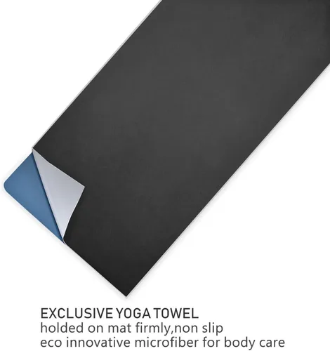 Miniatura 7 de YETTASBIN Toalla negra para esterilla de yoga, antideslizante, absorbente de sudor, toalla de yoga caliente, portátil, ligera, toalla