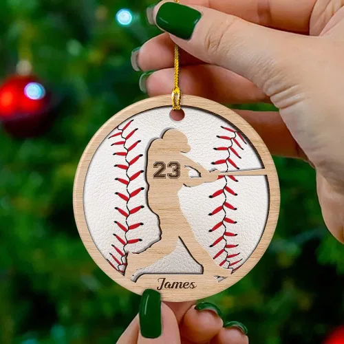 Miniatura 6 de SANDJEST Adorno de béisbol personalizado con nombre y número, adornos de cerámica 2024 para niños, entrenadores, fanáticos del béisbol, ideas