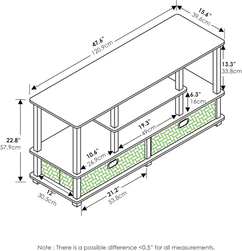 Miniatura 6 de Furinno JAYA - Soporte grande para televisores de hasta 50 pulgadas, nuez de nogal/negro/marrón oscuro de Columbia Nuez Columbia/Negro/Marrón Oscuro