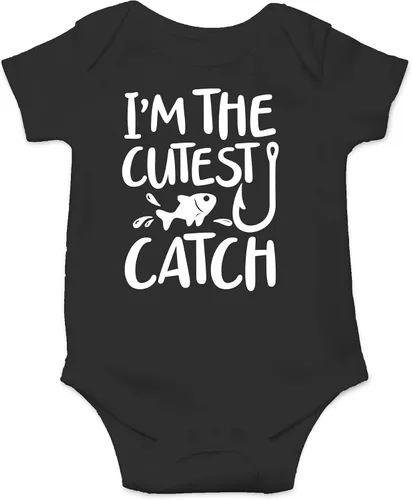 CBTwear Traje de bebé con texto en inglés «I'm the Cutest Catch», adorable mameluco para niño y niña, divertido y lindo traje infantil