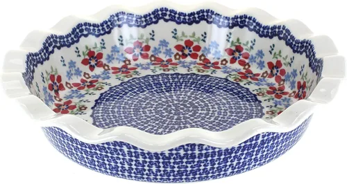 Miniatura 7 de Blue Rose Polish Pottery - Plato para pastel de margaritas azules - 10.5" de diámetro - Plato de cerámica para hornear, para pasteles, quiches