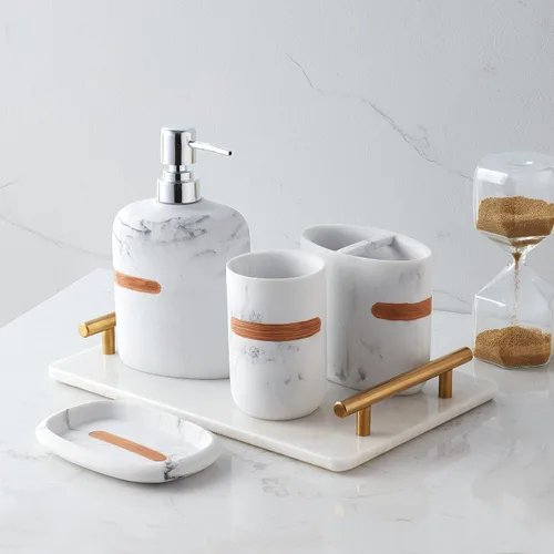 Miniatura 17 de Sweet Home Collection - Colección de accesorios de baño, diseños únicos decorativos y hermosos para decoración de baño, dispensador de loción/jabón