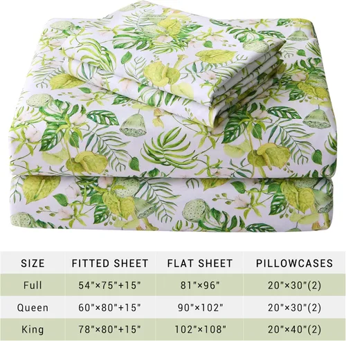Miniatura 49 de Viviland Juego de sábanas de 3 piezas con estampado botánico de mariposas y flores rosas y moradas, sábanas de microfibra suave y transpirable