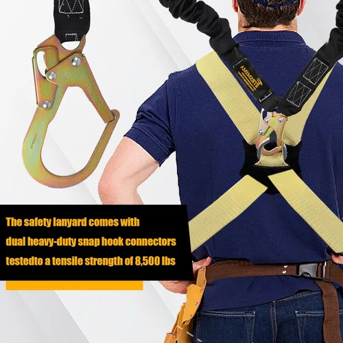 Miniatura 3 de TRSMIMA Arnés de Seguridad con Cordón Retráctil - Protección contra Caídas Correa para Escalada de Árboles 6 FT Doble Pierna con Absorción