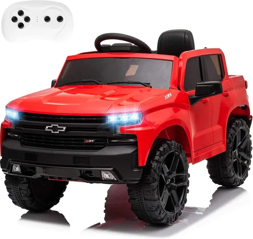 Miniatura 8 de 12V Camioneta de Juguete Eléctrico para Niños con Batería, 4 Ruedas, con Control Remoto para Padres, Chevrolet Silverado, Camiones para Niños Negro