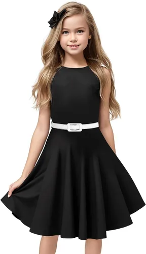 Vestido de fiesta vintage de los años 50 para niñas Rockabilly Retro sin mangas para todo tipo de ocasiones