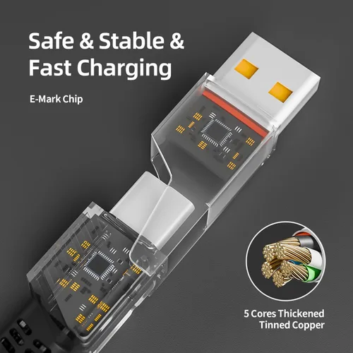 Miniatura 3 de Cable de Carga 4 en 1 de Carga Rápida de 65W, Cable USB C 4 en 1 Cable de Carga Múltiple USB con Chip E-Mark, Cable Cargador Múltiple para iPhone