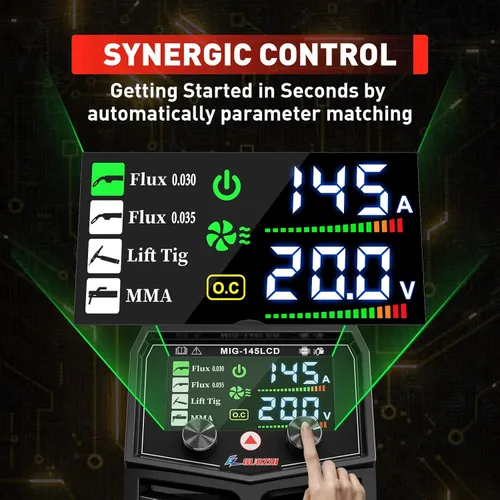Miniatura 4 de GZ GUOZHI 145A Soldador MIG, Soldador 3 en 1 FLUX MIG/Lift TIG/ARC Soldador MIG Multi-Proceso, Máquina de Soldadura 110V, Soldador de Núcleo