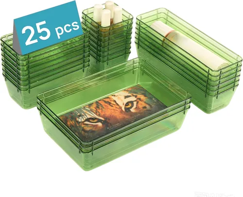 Miniatura 13 de Vtopmart Juego de 72 organizadores de cajones de plástico transparente, 4 tamaños versátiles bandejas organizadoras de baño y tocador, recipientes