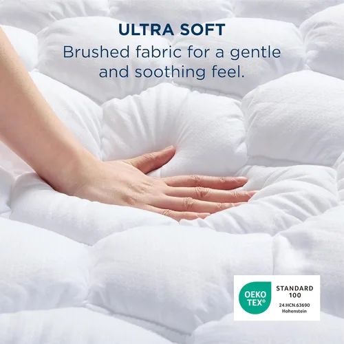 Miniatura 55 de Bedsure Protector de colchón beige individual XL – Cubrecolchón suave para dormitorio universitario, protector de cama individual extra largo