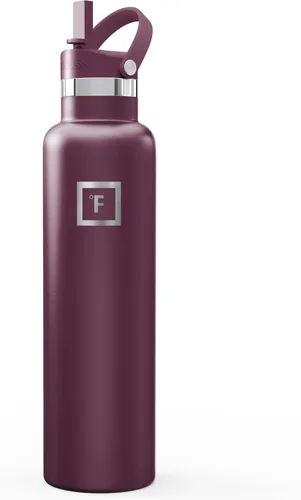 Miniatura 69 de IRON °FLASK Botellas de agua de campamento/senderismo, 3 tapas (estrecha con popote), sin fugas, aisladas al vacío, acero inoxidable de doble pared