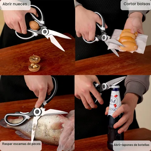 Miniatura 6 de OMDAR Paquete de 3 tijeras de cocina multiusos, paquete de 3, tijeras de cocina de acero inoxidable resistentes para cortar carne, alimentos