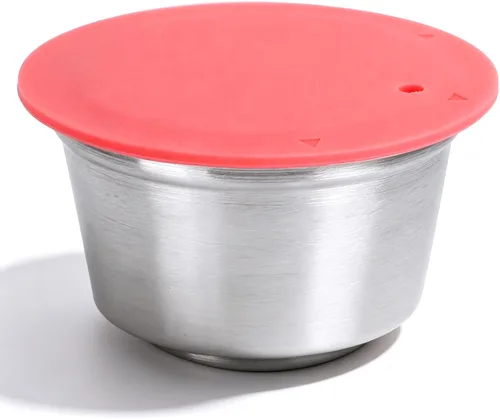 Oumefar Cápsulas de café reutilizables, cápsulas de café reutilizables de acero inoxidable con tapa de silicona, taza de cápsula de café recargable,