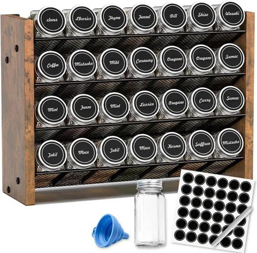 Miniatura 16 de NESAPTO Organizador de especias para gabinete, organizador de condimentos vertical de madera de 4 niveles, montaje en pared o estante de especias