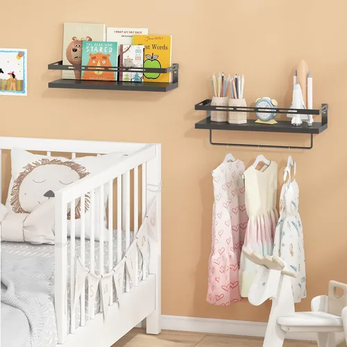 Miniatura 6 de YGEOMER - Estantes flotantes para organizador de baño sobre inodoro, estantes de baño montados en la pared con toallero, estante de pared