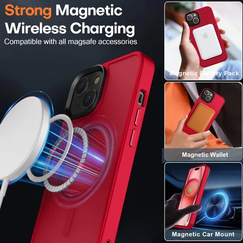 Miniatura 193 de Fuerte magnético para iPhone 11, compatible con Magsafe, [resistente a caídas de 13 pies] Funda trasera translúcida mate con sensación de piel