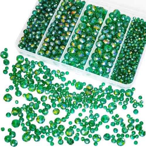 Miniatura 26 de 800 cuentas redondas de cristal de 0.236/0.396/0.394 pulgadas para joyas de bricolaje, ideales para pulseras, collares, colgantes y proyectos