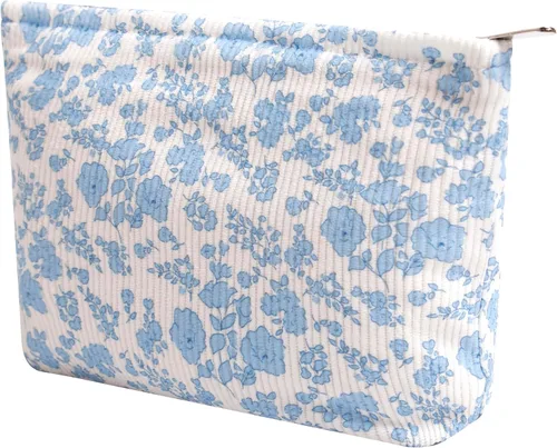 Miniatura 8 de Bolsas de cosméticos para mujer, bolsa de cosméticos de pana, bolsos estéticos para mujer, bolsos de mano con puntos sonrientes, organizador