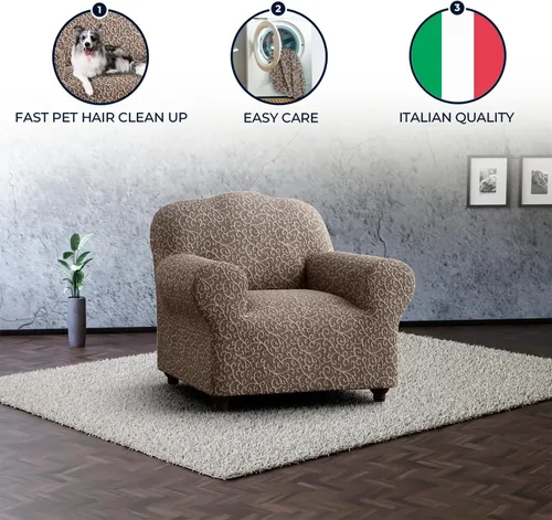 Miniatura 6 de PAULATO BY GA.I.CO. Funda para silla, funda para sillón, funda de tela de algodón, 1 pieza, protector de muebles elástico, elegante, colección 3D