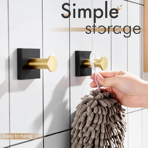 Miniatura 5 de KOKOSIRI Ganchos para bata, ganchos para toallas de baño, para pared, armario, cocina, toallas colgantes, accesorios de baño, color negro con acero