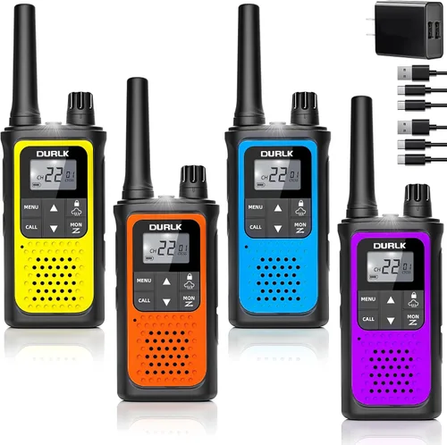 Miniatura 9 de Walkie Talkies recargables de largo alcance, paquete de 4 Walkie Talkies para adultos NOAA con alerta meteorológica, radio de 2 vías de 22 canales