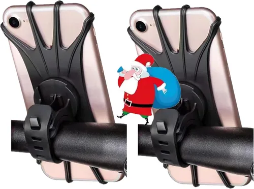 Miniatura 7 de Soporte de teléfono para bicicleta, manillar de motocicleta, soporte de silicona de rotación de 360°, abrazadera de teléfono celular, clip de Negro1