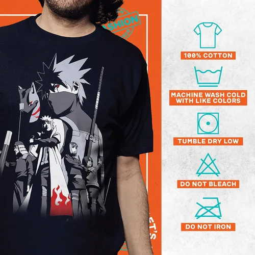 Miniatura 4 de Ripple Junction Naruto Shippuden - Camiseta de manga corta para hombre, Kakashi Hatake Story Anbu Hokage Cloak Crew con licencia oficial, Negro