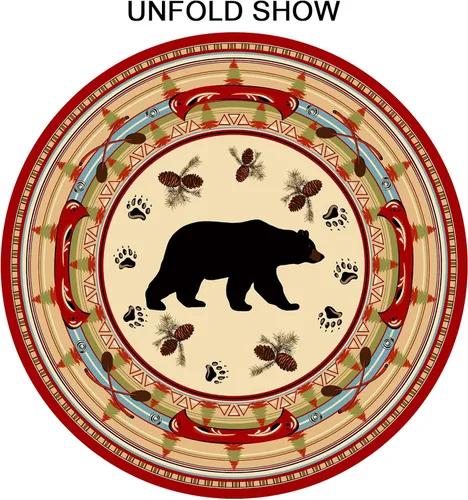 Miniatura 8 de Mantel Redondo de Oso de Cabaña Rústica - Mantel de Mesa de Oso de Lodge Vintage de 60" Estilo Campestre de Granja Cubierta de Mesa de Animales Oso