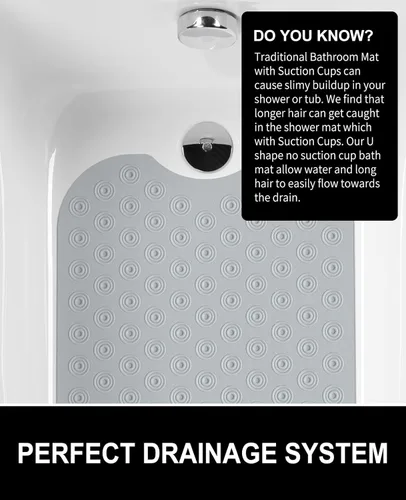 Miniatura 6 de OTHWAY Alfombrilla de baño sin ventosa: tapete de baño extra largo de 39 x 16 pulgadas, perfecto para bañeras ordinarias o reacabadas │Hecho de goma