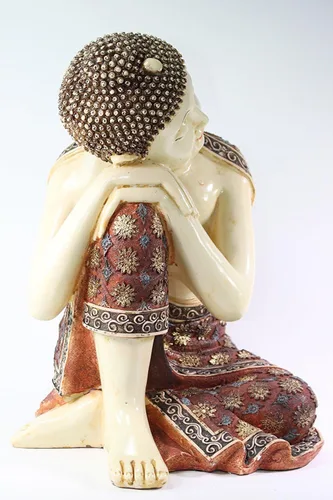 Miniatura 2 de We pay your sales tax Feng Shui 14" grande envejecido rojo descansando meditando Buda estatuas tailandesas paz (G16525)